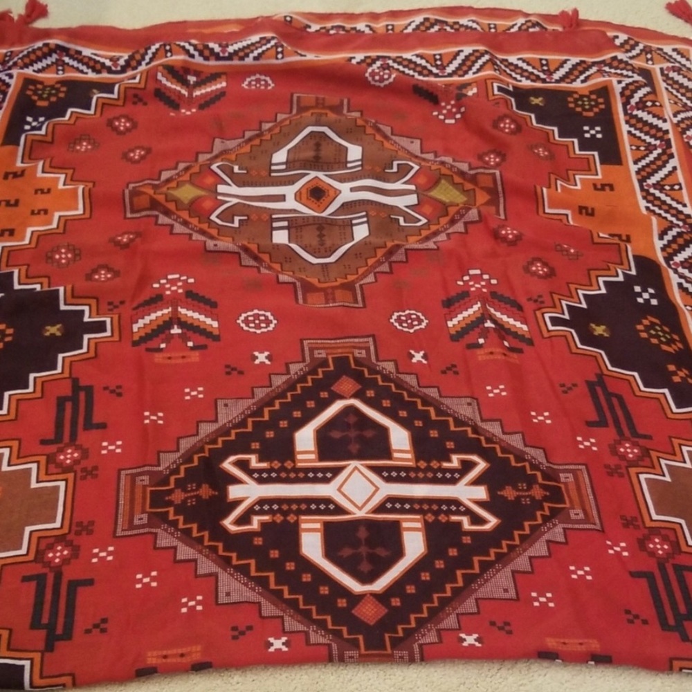 Orange tribal print scarf